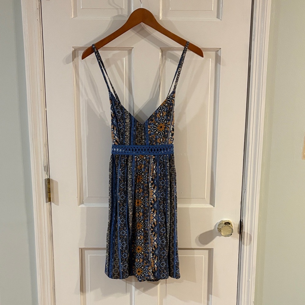 Blue and Orange Patterned Women's Dress